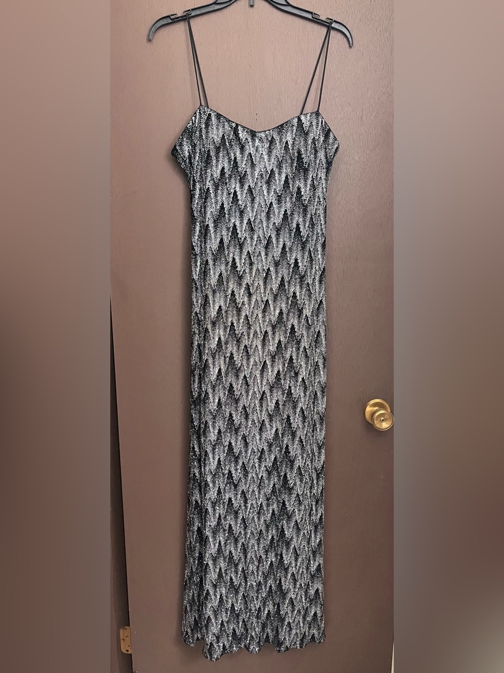 JS Boutique Y2K Formal Sparkly Black & Silver Dress Spaghetti Strap Size 12